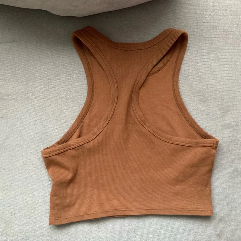 Alo Yoga Aspire Tank Bright Cinnamon Brown/White S